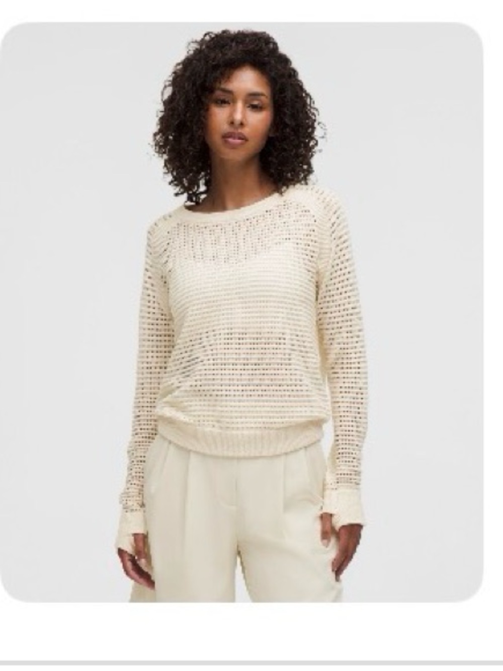 lululemon athletica Open-Knit Scoop Neck Sweater in Cream